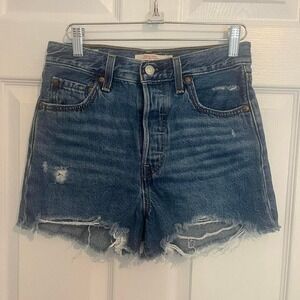 Levi's High‎ Waisted Ribcage Shorts Denim 26 Summer Festival Western Button Fly